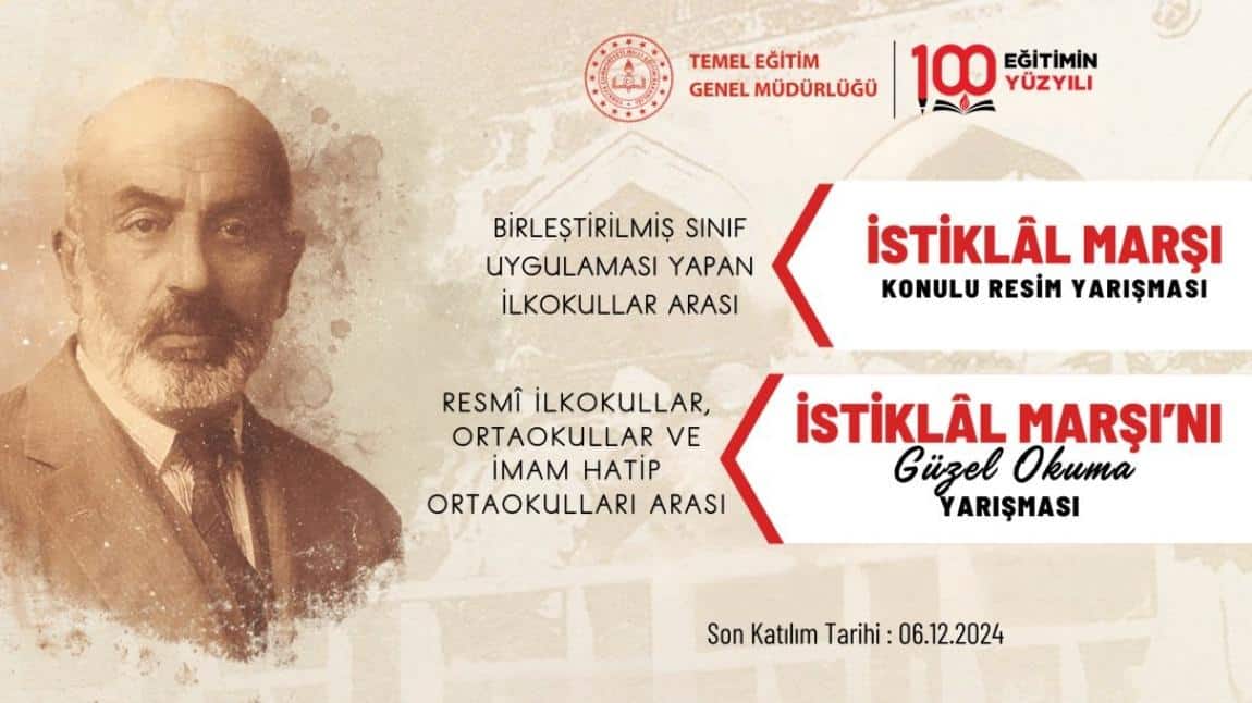  İstiklal Marşını Güzel Okuma ve Resim Yarışması Duyurusu